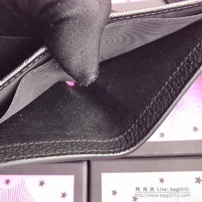 GUCCI古馳 新款 495055黑全皮 2018系列 引流款 進口頭層牛皮 星星圖案 短錢包  ydgq3480